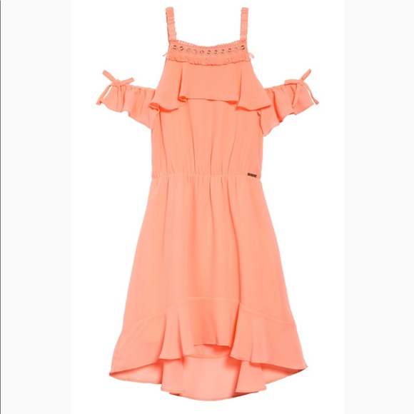 Marciano Ruffle Cold Shoulder Dress. Size 16. - Picture 1 of 7